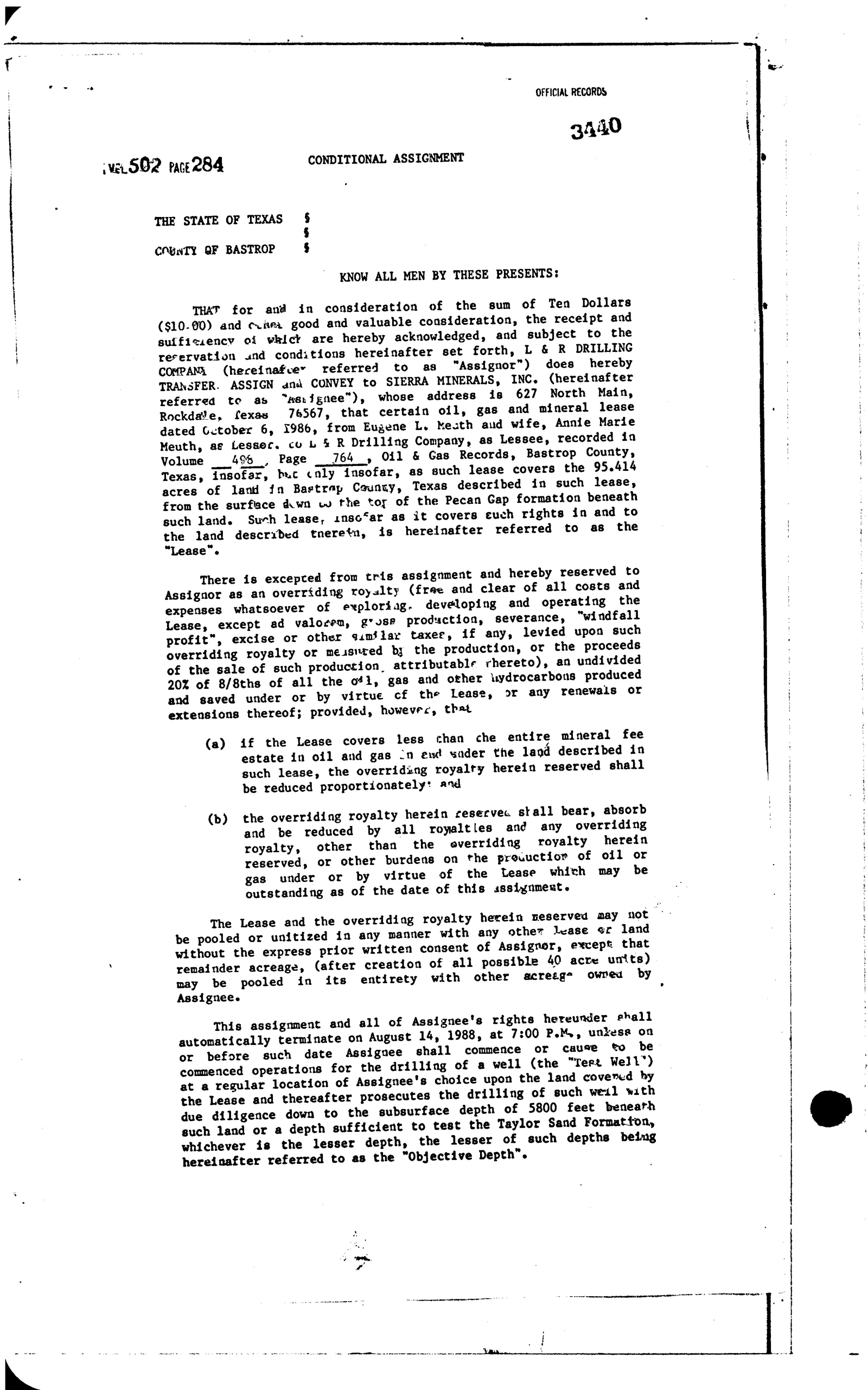 L & R Drilling Company - Recorded Assignment (Vol. 502, Page 284)